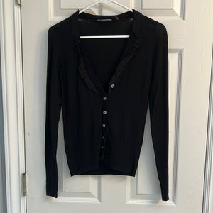 Elie tahari black ruffle cardigan